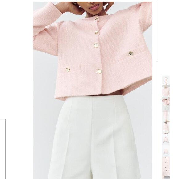 ZARA TEXTURED ROUND COLLAR BLAZER Size S NEW WITH TAG! - Picture 4 of 14